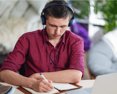 Student effectively using polish transcription services, transforming research interviews into clear academic text.