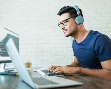 A transcriber precisely converts audio to text for various industries, ensuring accurate transcription for customer use.