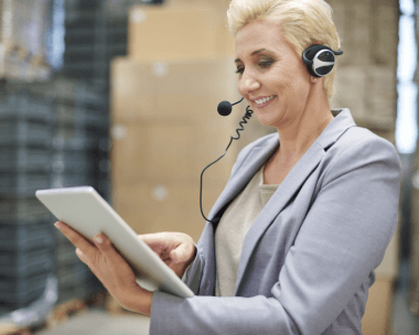 A woman offers certified transcription solutions with fast turnaround, bulk orders,and post-delivery support for enterprises.