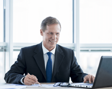 A mature man representing professional Italian transcription services ensuring quality and compliance.