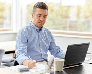 Government official reviewing documents accurately prepared via expert polish transcription services for public use.