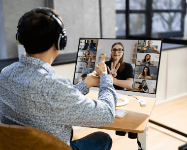 Transcriber skillfully using polish transcription services, accurately capturing multi-speaker panels and interviews.